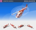 Isometric Medical Helicopter Evacuation. Air Medical Service.
