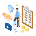 Isometric medical insurance composition background Royalty Free Stock Photo