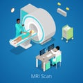Isometric Medical MRI Scanner Imaging Process with Doctor and Patient Royalty Free Stock Photo