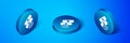 Isometric Medical nicotine patches icon isolated on blue background. Anti-tobacco medical plaster. Blue circle button