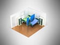 Isometric medical room two beds 3d render on gray background Royalty Free Stock Photo