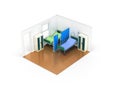 Isometric medical room two beds 3d render on white background Royalty Free Stock Photo