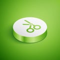 Isometric Medical scissors icon isolated on green background. White circle button. Vector Illustration Royalty Free Stock Photo