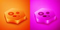 Isometric Medicine pill or tablet icon isolated on orange and pink background. Capsule pill and drug sign. Pharmacy Royalty Free Stock Photo