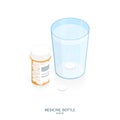 Isometric Medicine Pills Bottle,online Pharmacy Isometric Medicine Pills Bottle, Glass Of Water Swallow Pills