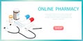 Isometric Medicine Pills Bottle,online Pharmacy Vector