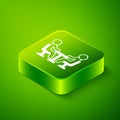 Isometric Meeting icon isolated on green background. Business team meeting, discussion concept, analysis, content