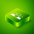 Isometric Meeting icon isolated on green background. Business team meeting, discussion concept, analysis, content