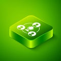 Isometric Meeting icon isolated on green background. Business team meeting, discussion concept, analysis, content