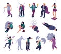 Isometric Mental Disorders Icon Set