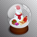 Isometric Merry christmas transparent glass ball Royalty Free Stock Photo