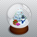 Isometric Merry christmas transparent glass ball Royalty Free Stock Photo