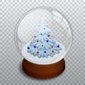 Isometric Merry christmas transparent glass ball Royalty Free Stock Photo