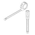 Isometric Metal Measuring Tape in Outline Style