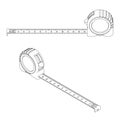 Isometric Metal Measuring Tape in Outline Style