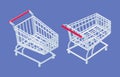 Isometric metal supermarket trolley cart