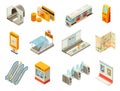 Isometric Metro Station Elements Set