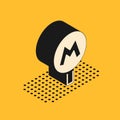 Isometric Metro or Underground or Subway icon isolated on yellow background. Vector