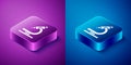 Isometric Microscope icon isolated on blue and purple background. Chemistry, pharmaceutical instrument, microbiology