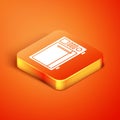 Isometric Microwave oven icon isolated on orange background. Home appliances icon. Vector Illustration