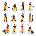 Isometric Mining Characters Set