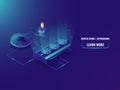 Isometric mining farm server, extract crypto currency miner, server room, video card vector