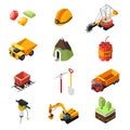 Isometric Mining Industry Elements Set