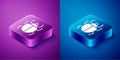 Isometric Mite icon isolated on blue and purple background. Square button. Vector