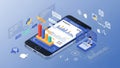 Isometric Mobile App Development and Data Analytics Concept Royalty Free Stock Photo