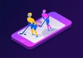 Isometric mobile phone illustration. Hockey vector illustration