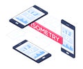 Isometric mobile phones - modern vector colorful illustration Royalty Free Stock Photo