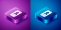 Isometric Mobile with resume icon isolated on blue and purple background. CV application. Searching professional staff Royalty Free Stock Photo