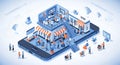 Isometric Mobile Shopping Mall E-commerce App Royalty Free Stock Photo