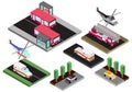 Isometric model of various cars