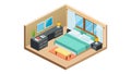 Isometric Modern Bedroom Interior with Double Bed, vector design Generative AI Royalty Free Stock Photo