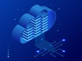 Isometric modern cloud technology and networking concept. Web cloud technology business. Internet data services vector Royalty Free Stock Photo