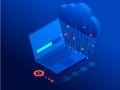 Isometric modern cloud technology and networking concept. Web cloud technology business. Internet data services vector Royalty Free Stock Photo
