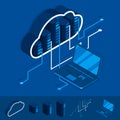 Isometric modern cloud technology and networking concept. Web cloud technology business. Internet data services. Vector Royalty Free Stock Photo