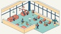 Isometric Modern Coworking Space Vector Illustration for Work, vector design Generative AI Royalty Free Stock Photo