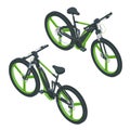 Isometric Modern Electric Bicycle icons. E-bike, Urban eco transport design concept