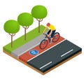 Isometric Modern Electric Bicycle icons. A man riding an electric bicycle in a city. E-bike, Urban eco transport design