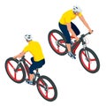 Isometric Modern Electric Bicycle icons. A man riding an electric bicycle. E-bike, Urban eco transport design concept Royalty Free Stock Photo