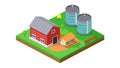 Isometric Modern Farm with Green Storage Tanks, vector design Generative AI Royalty Free Stock Photo