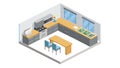 Isometric Modern Kitchen and Dining Area with Bar Stools, vector design Generative AI Royalty Free Stock Photo
