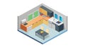 Isometric Modern Kitchen Interior with Appliances, vector design Generative AI Royalty Free Stock Photo