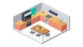 Isometric Modern Kitchen with Island and Dining Chairs, vector design Generative AI Royalty Free Stock Photo