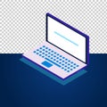 Isometric modern laptop digital technology concept flat design isolated on transparent background Royalty Free Stock Photo