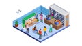 Isometric Modern Office: Collaborative Work Environment, vector design Generative AI Royalty Free Stock Photo