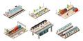 Isometric Modern Railway Transport Collection