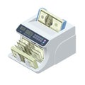 Isometric Money Counting Machine. LED Display Shows the Count of the Bills. Digital Electronic Money Counter Currency Royalty Free Stock Photo